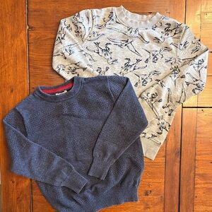 Joe Fresh Cat & Jack 2pc Blue Sweater Dino Crewneck Sz 6-7
